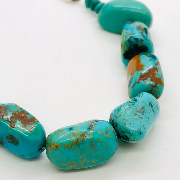 Vintage Turquoise Nugget Stone Bracelet - Picture 9 of 12